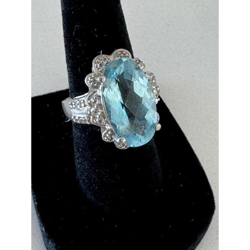 Vintage Simulated Blue Topaz Ring in Sterling